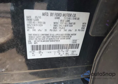 2015 Ford Edge Titanium from USA, damaged, VIN 2FMTK4K96FBB47954